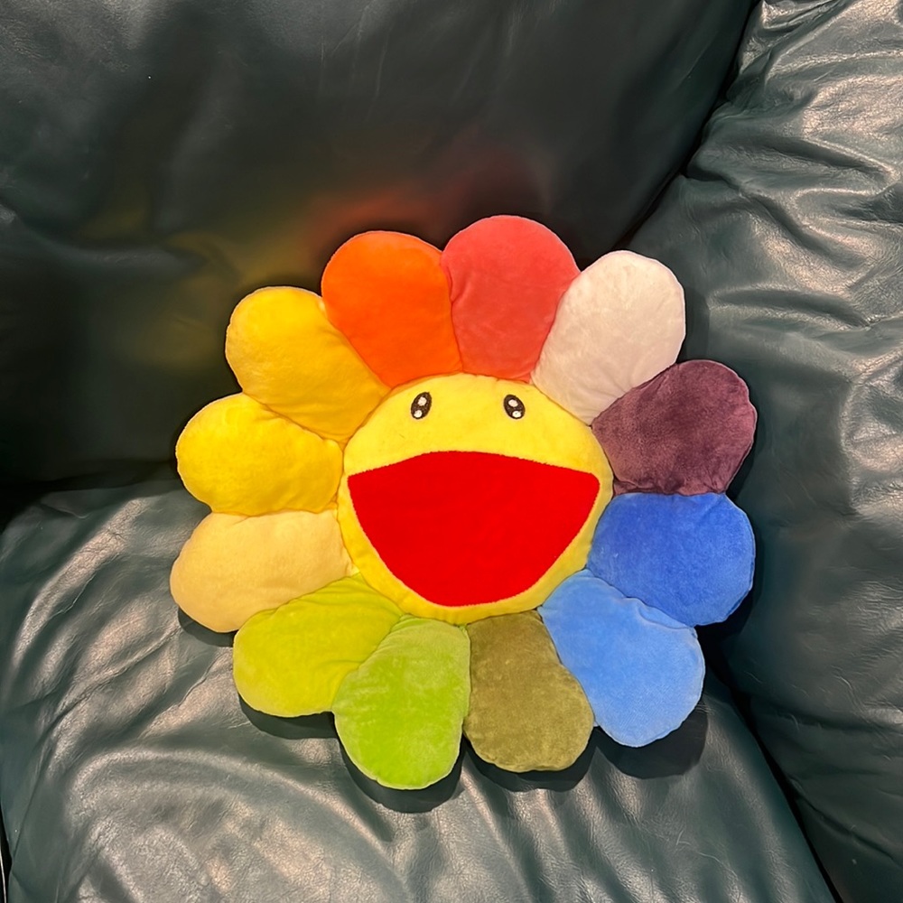 Takashi Murakami flower throw pillow